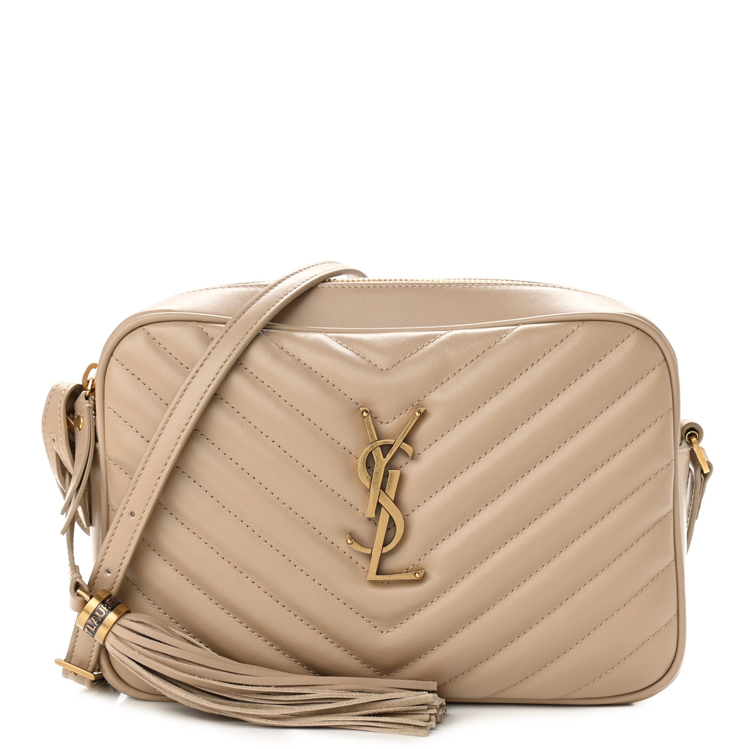 Saint Laurent Calfskin Matelasse Monogram Lou Camera Bag Dark Beige 1 of 10