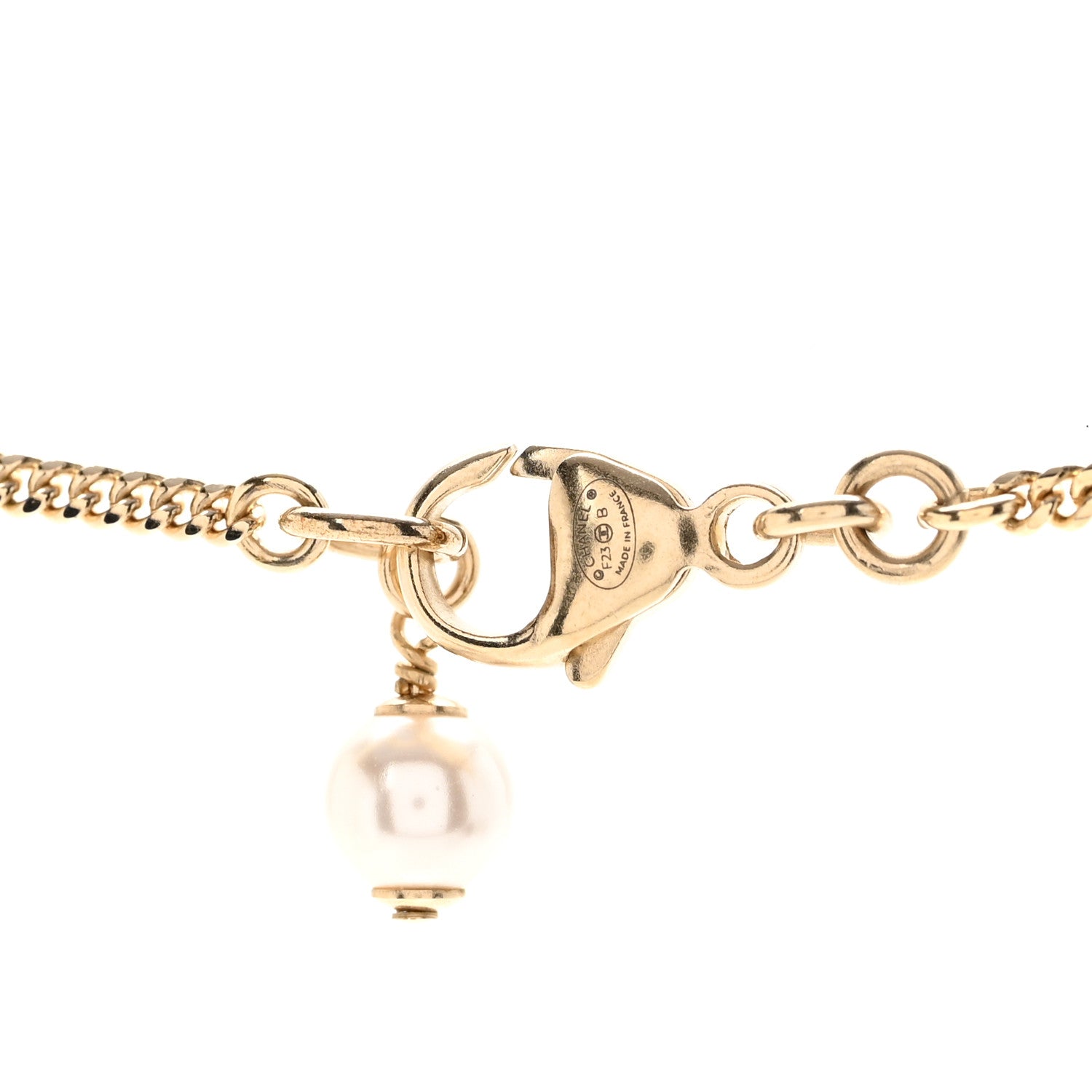 Chanel Crystal Pearl CC Heart Drop Chain Necklace Gold 6 of 7