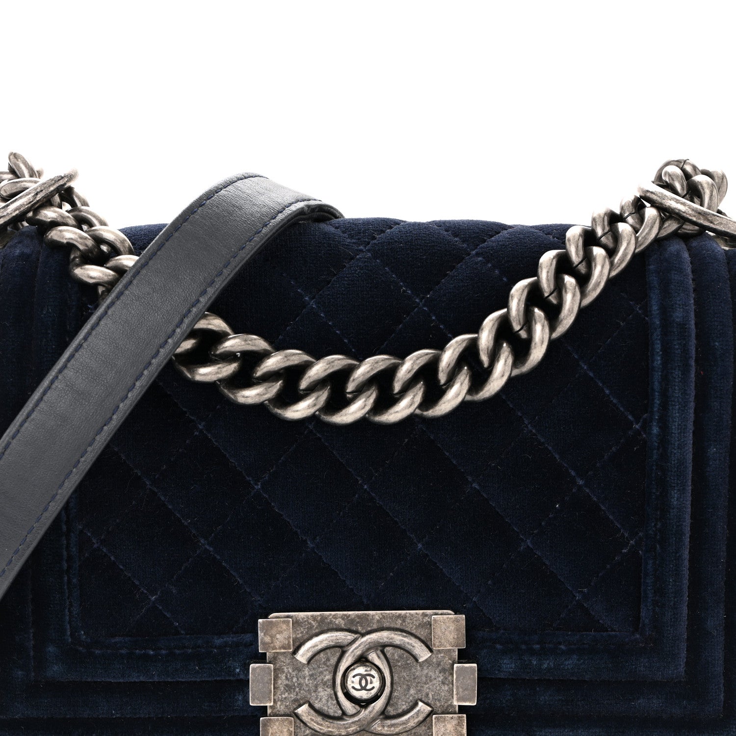 Chanel Velvet Quilted Small Boy Flap Blue 8 of 10