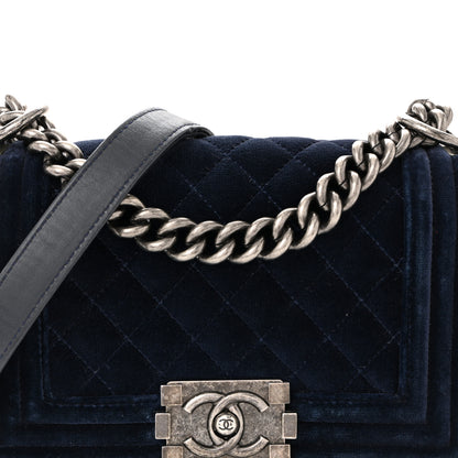 Chanel Velvet Quilted Small Boy Flap Blue 8 of 10