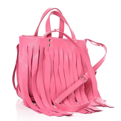 Balenciaga Calfskin XS Fringe Laundry Cabas Rose Bubblegum Light Black 4 of 10