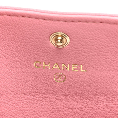 Chanel Goatskin Camellia CC Flap Card Holder Pink Black 6 of 8