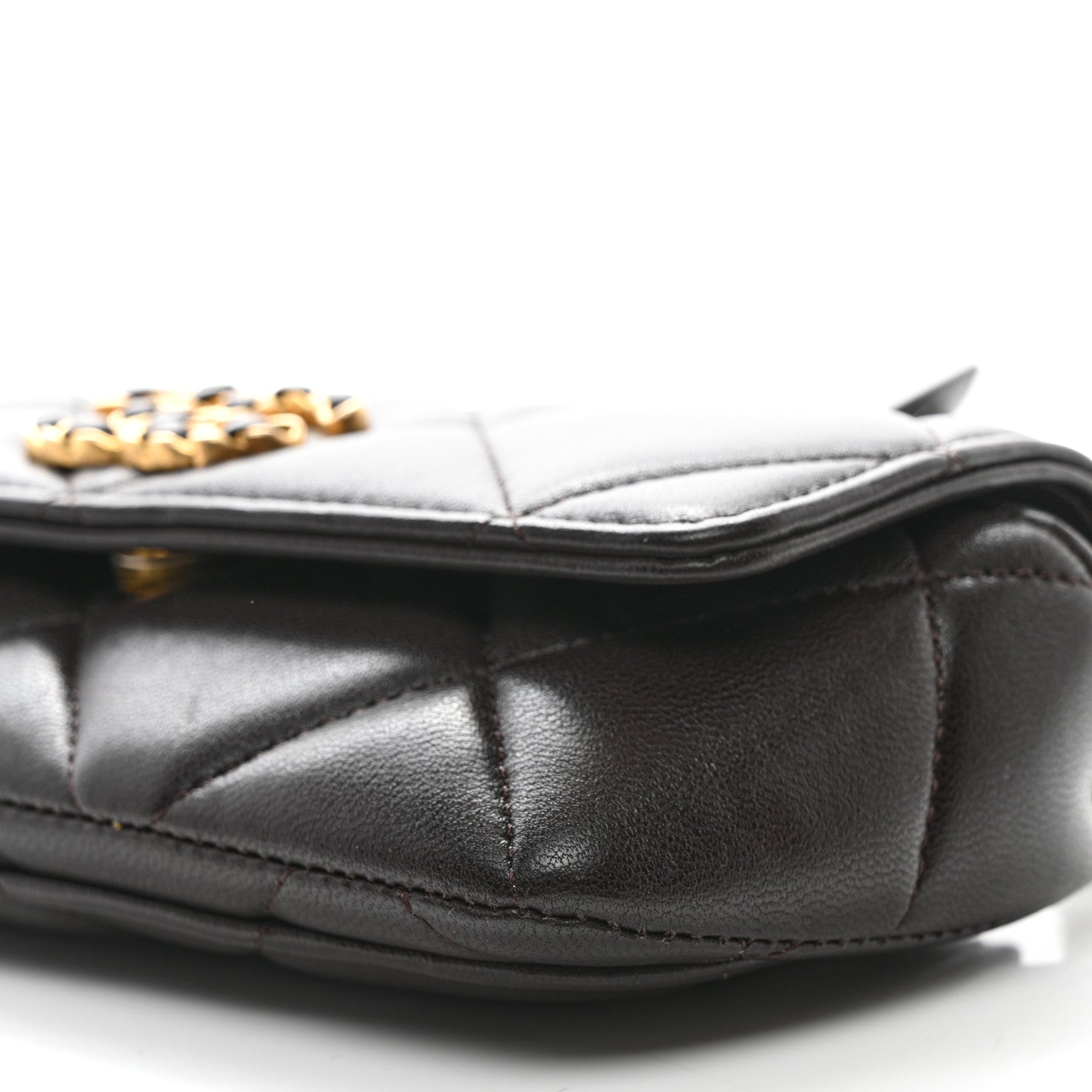Chanel Goatskin Quilted Chanel 19 Glasses Case With Chain Brown 2 of 12
