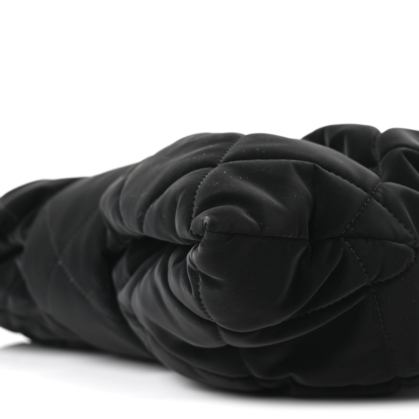 Velvet Effect Nylon Quilted Bow Bag Black