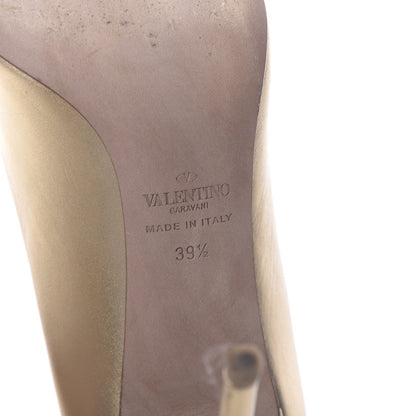 Valentino Garavani Metallic Nappa Rockstud New Plain 100mm Pumps 39.5 Gold 6 of 16