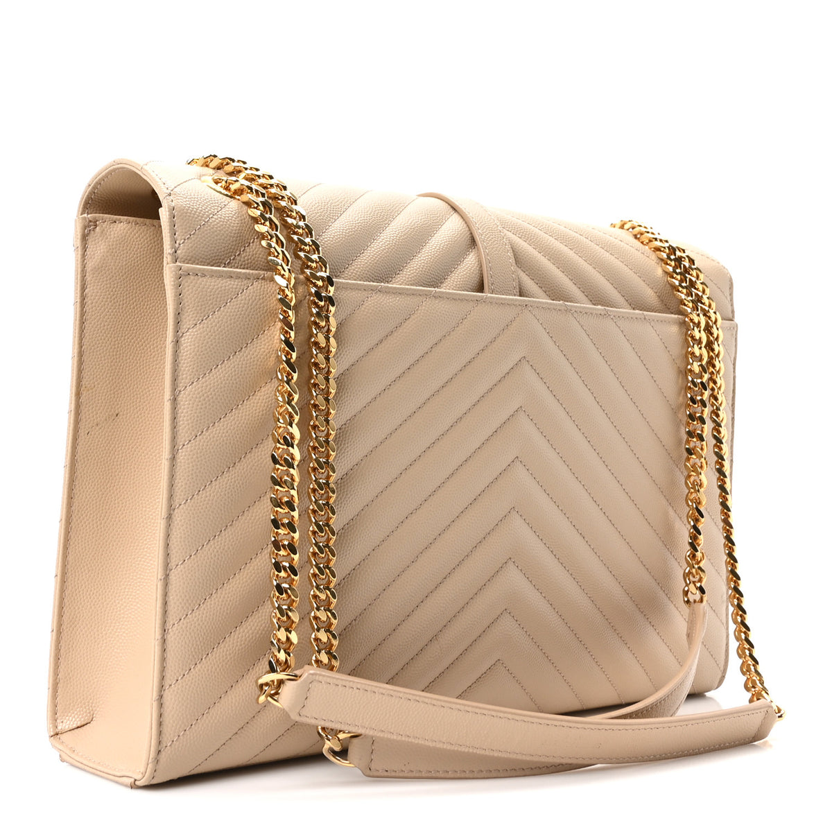 Grain De Poudre Matelasse Chevron Large Monogram Satchel Dark Beige