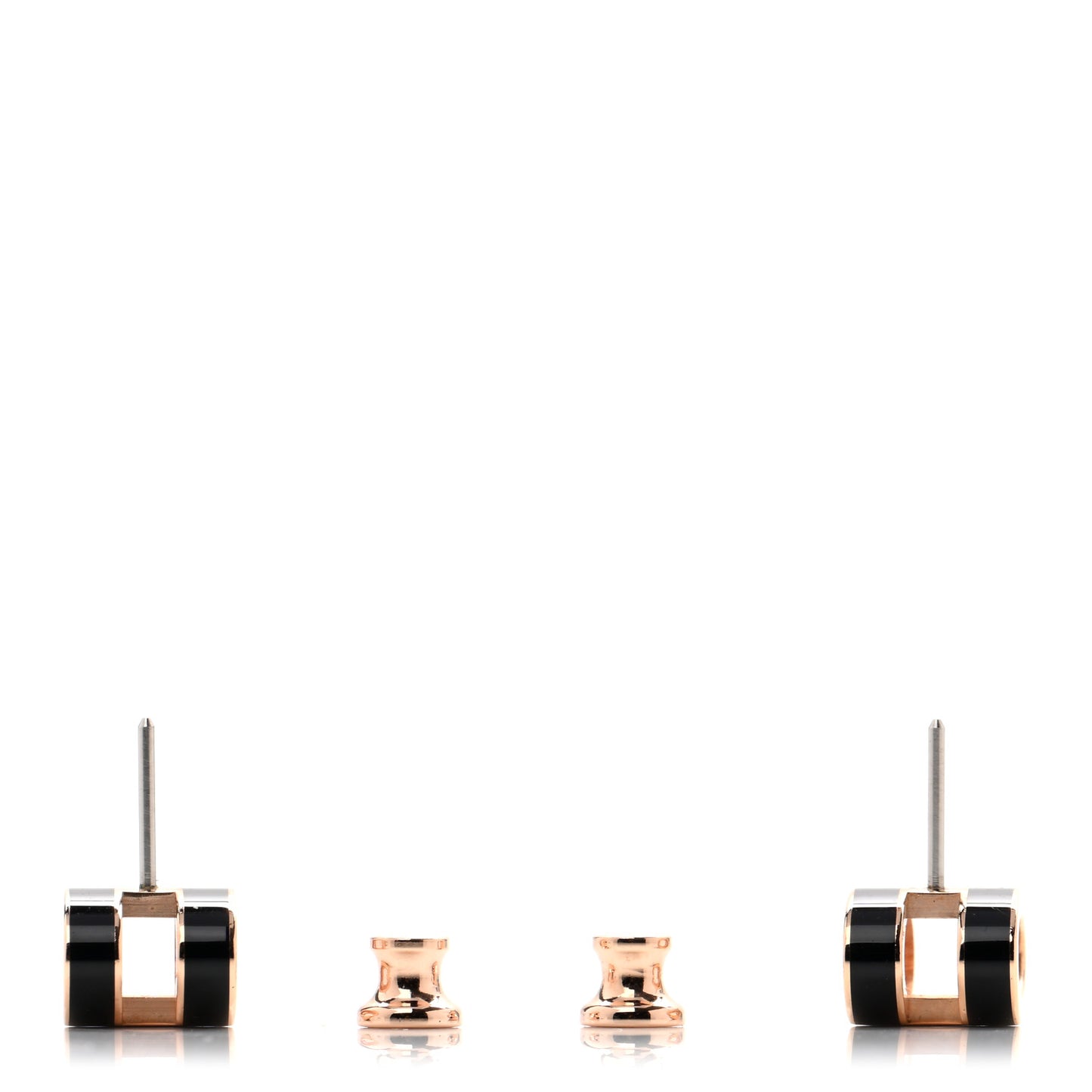 Rose Gold Lacquered Pop H Earrings Black
