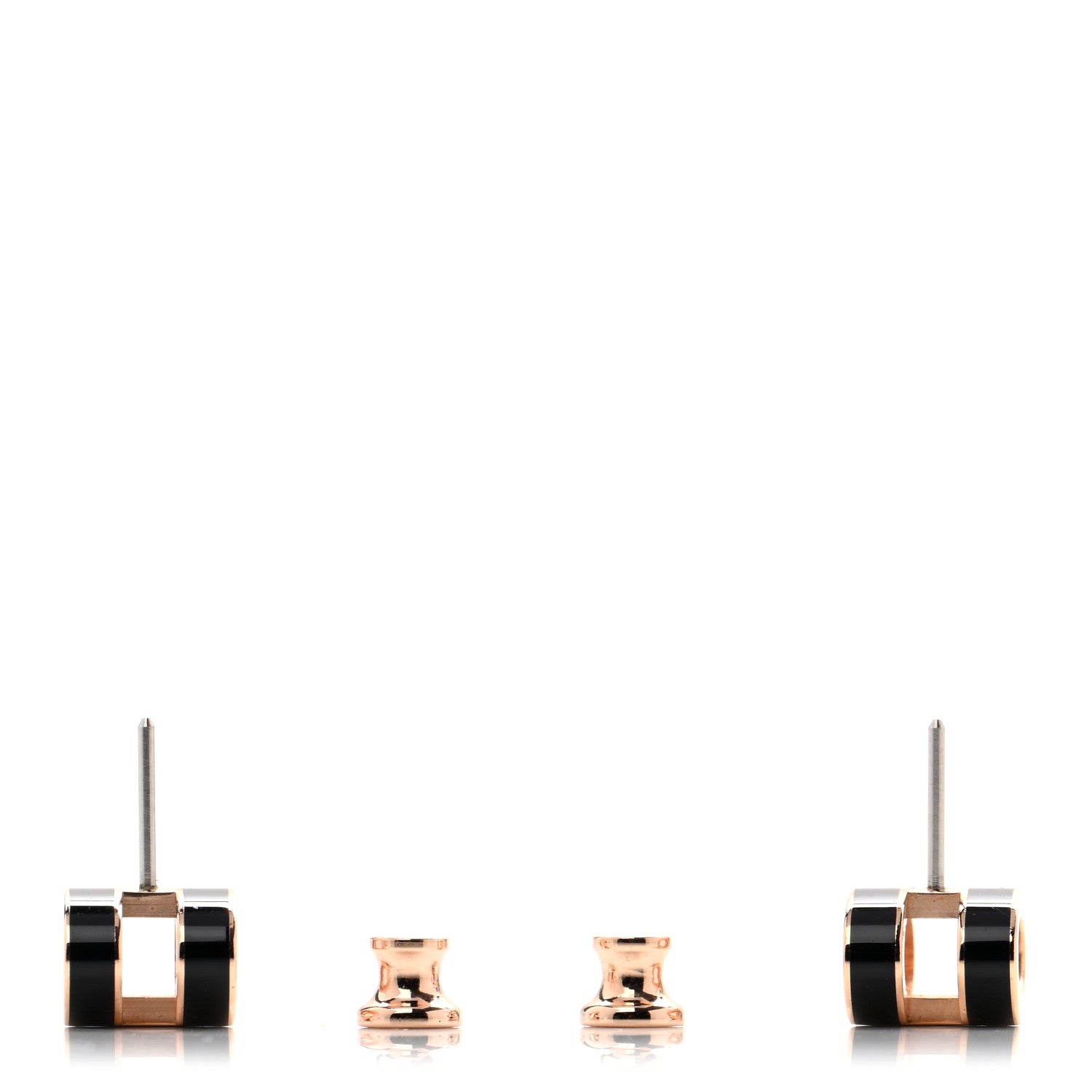 Hermes Rose Gold Lacquered Pop H Earrings Black 3 of 4