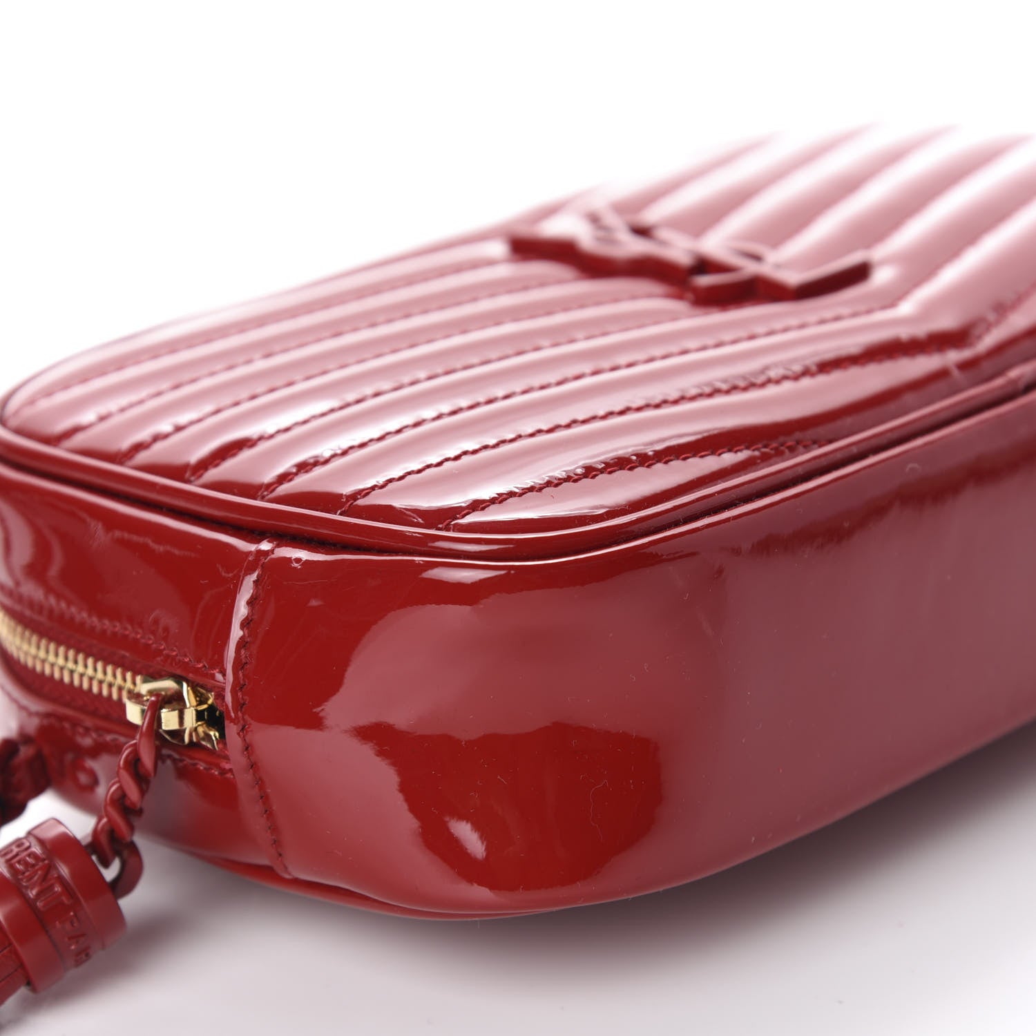 Saint Laurent Patent Calfskin Matelasse Monogram Mini Lou Camera Bag Eros Red 6 of 11