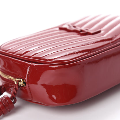Saint Laurent Patent Calfskin Matelasse Monogram Mini Lou Camera Bag Eros Red 6 of 11