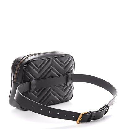 Gucci Calfskin Matelasse Mens GG Marmont Belt Bag 90 36 Black 2 of 8