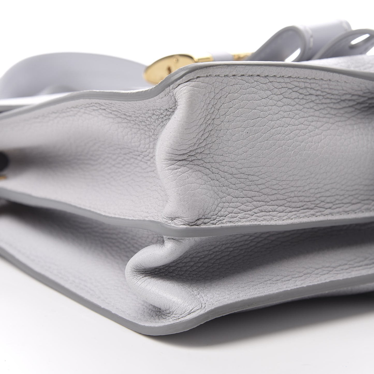 Shiny Grained Calfskin Medium Aby Day Shoulder Bag Airy Grey