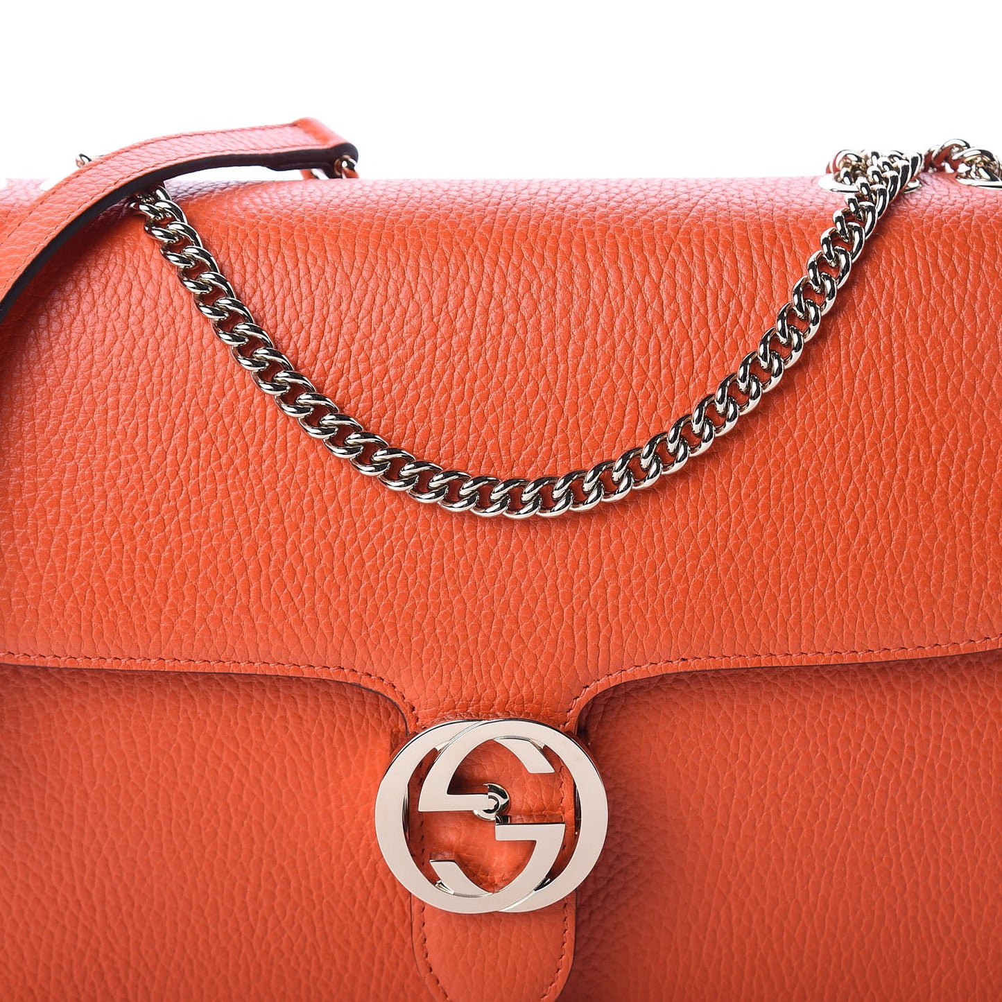 Dollar Calfskin Interlocking G Shoulder Bag Sun Orange