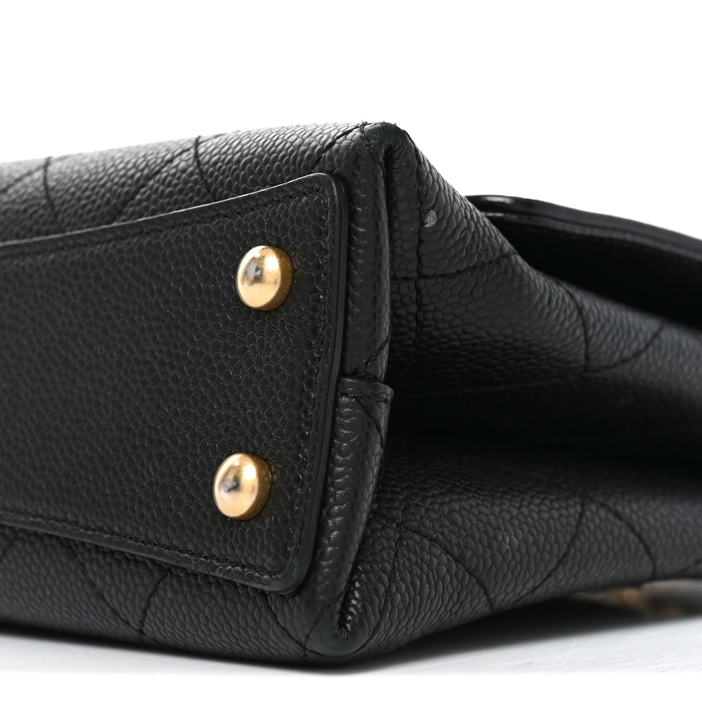 Caviar Diamond Stitched Small Top Handle Flap Black