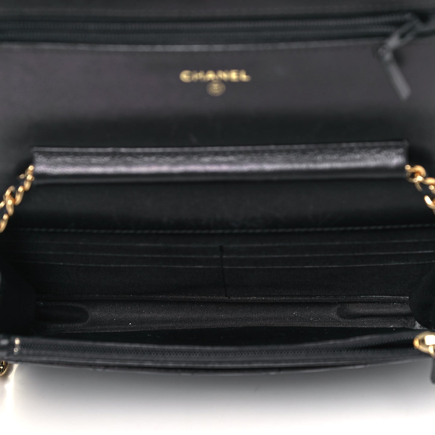 Lambskin Quilted Egyptian Amulet Wallet On Chain WOC Black