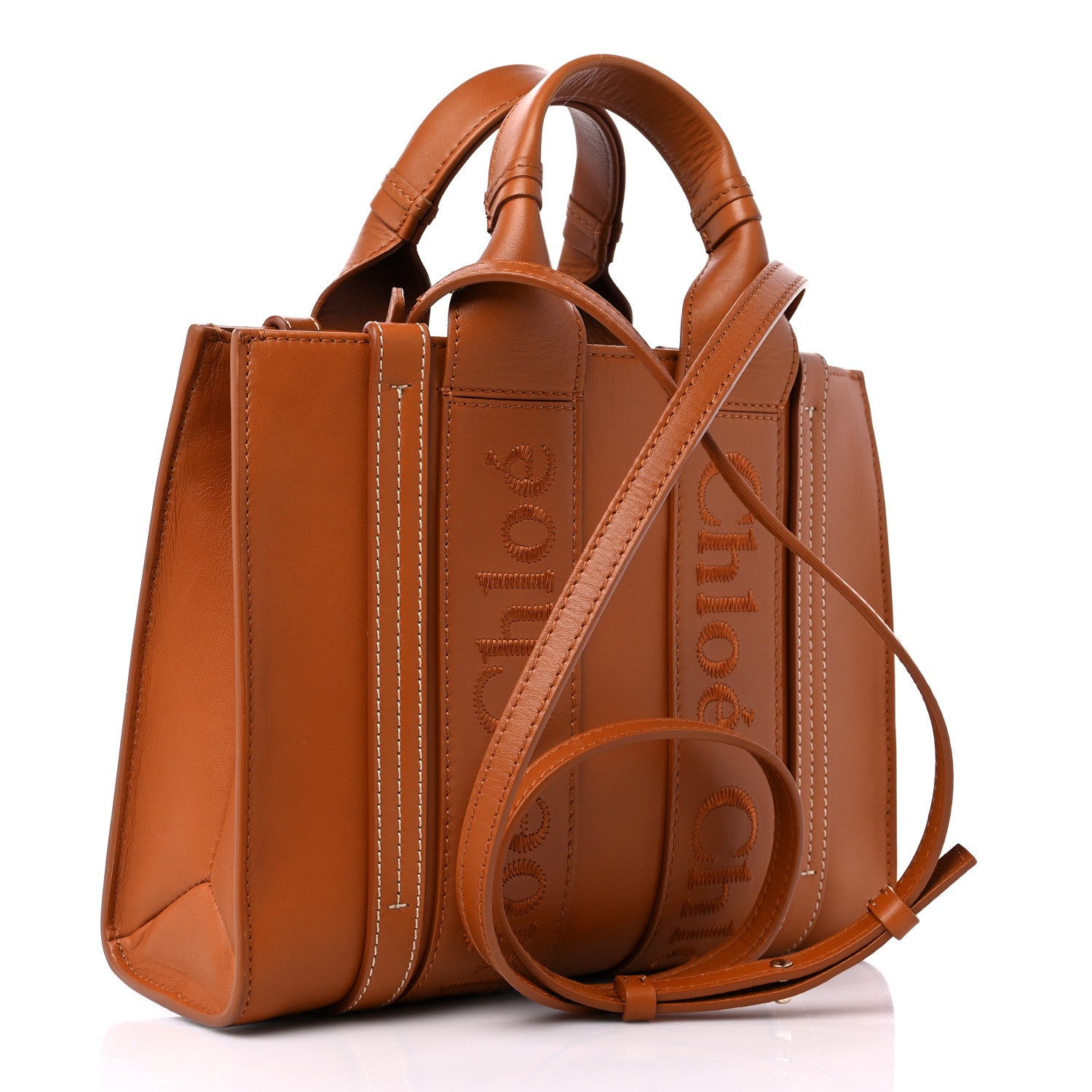 Chloe Calfskin Small Woody Tote Caramel 3 of 15