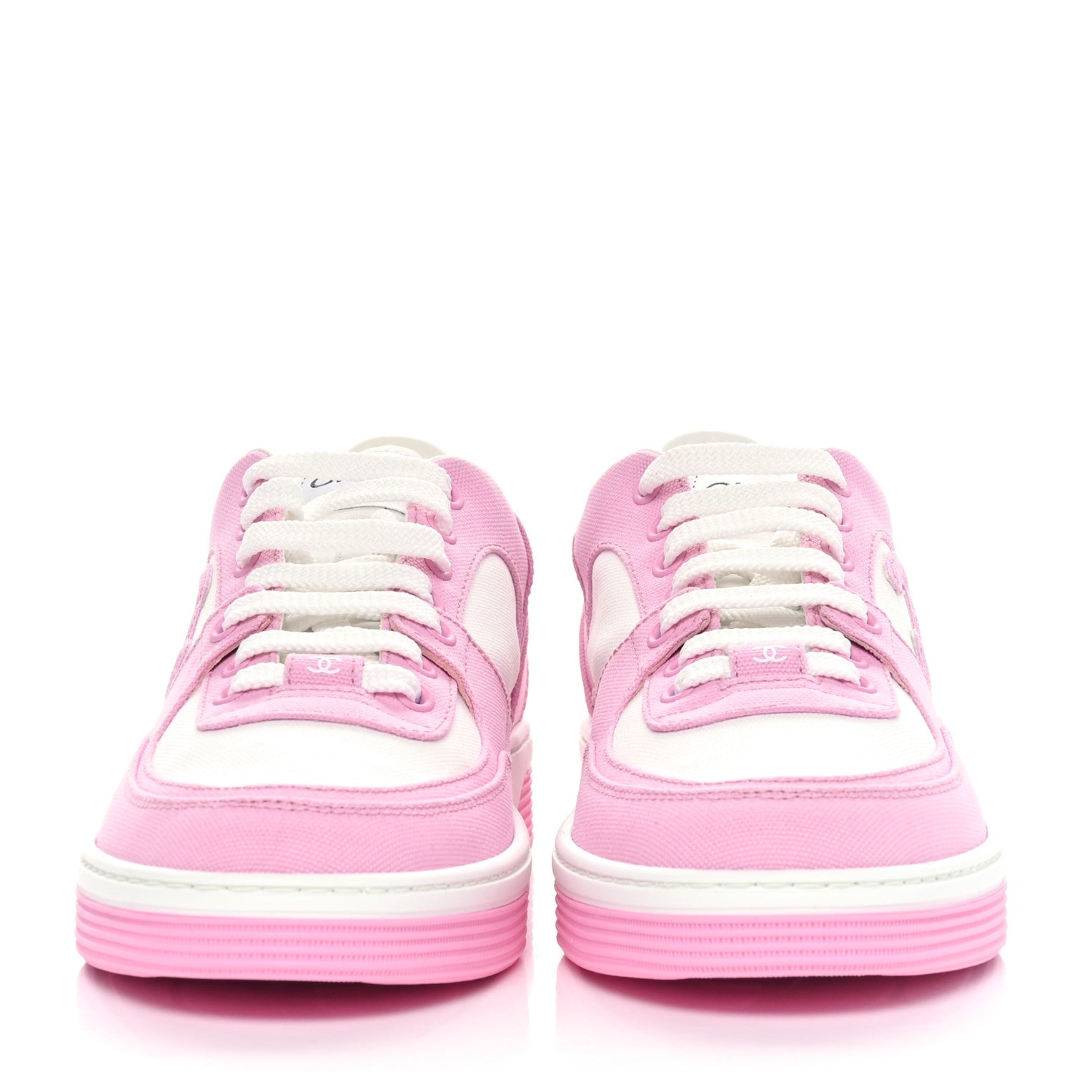 Chanel Cotton Sneakers 39 Pink White 2 of 8