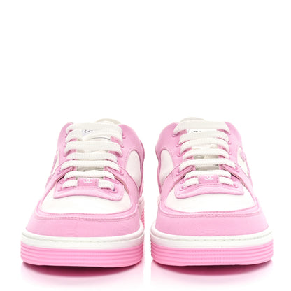 Chanel Cotton Sneakers 39 Pink White 2 of 8