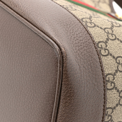 Gucci GG Supreme Monogram Textured Dollar Calfskin Web Large Ophidia Bucket Shoulder Bag Beige Ebony New Acero 23 of 23