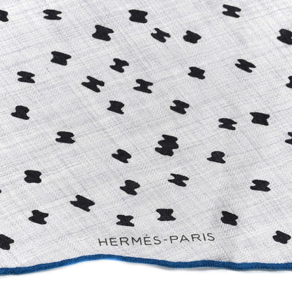 Hermes Cashmere Silk Maillon Effervescent Losange Scarf GM Gris Chine Anthracite Bleu 3 of 4