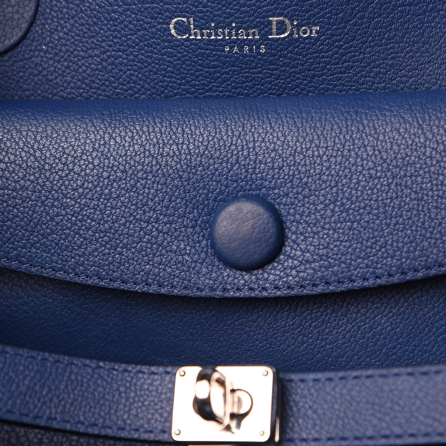 Christian Dior Supple Grained Calfskin Large Open Bar Tote Blue 10 of 16