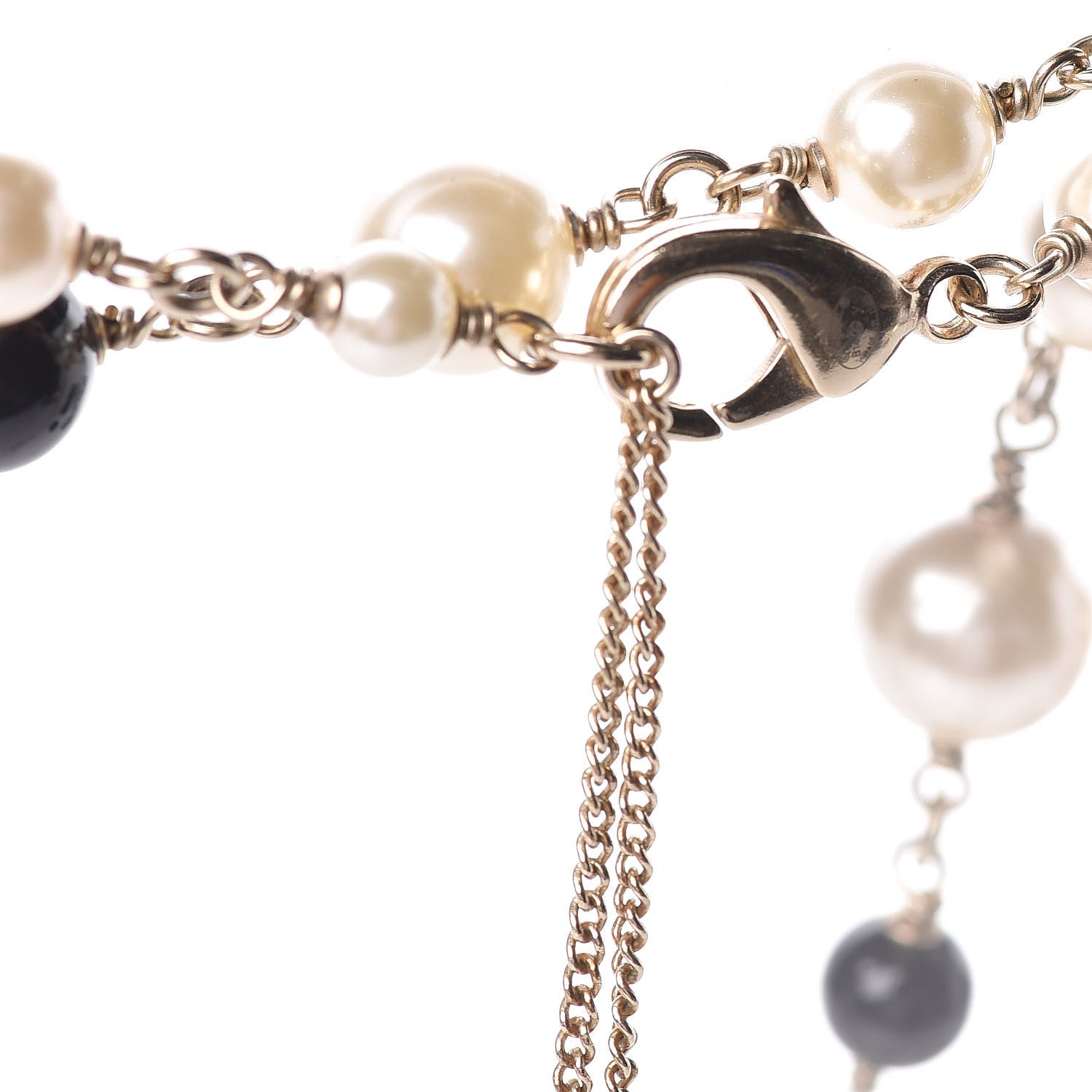 Chanel Pearl Bead Enamel CC Baroque Long Necklace Black Gold 4 of 4