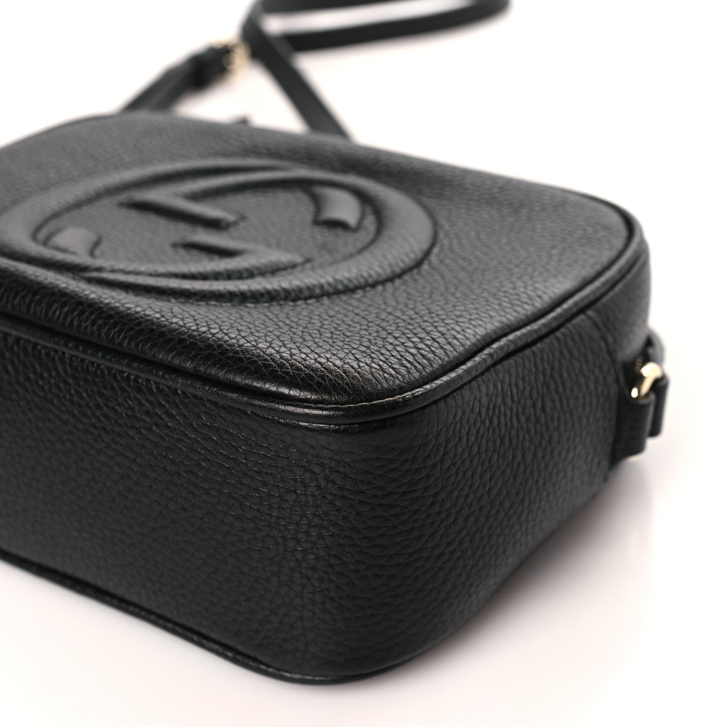 Pebbled Calfskin Small Soho Disco Bag Black