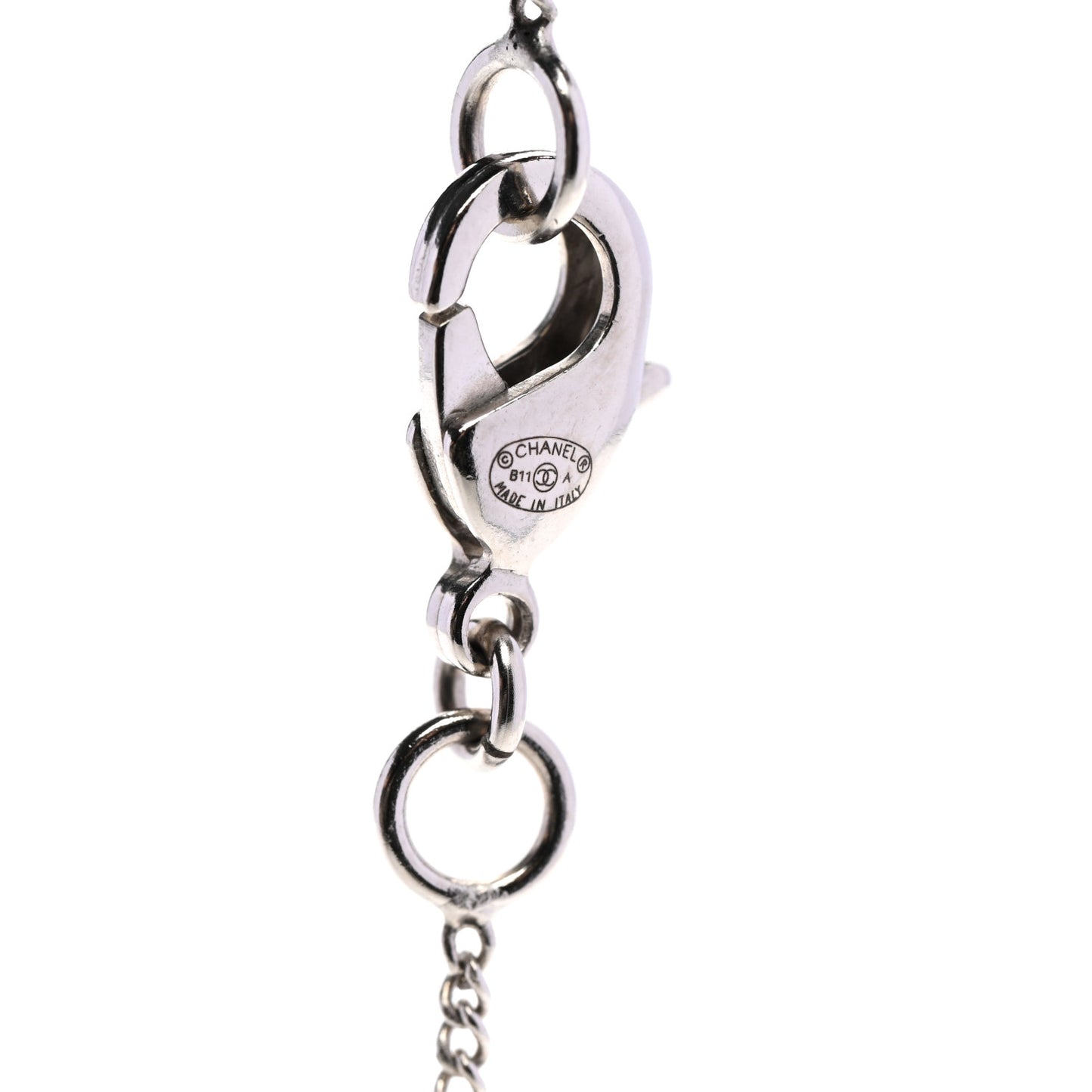 Crystal CC Pendant Necklace Silver