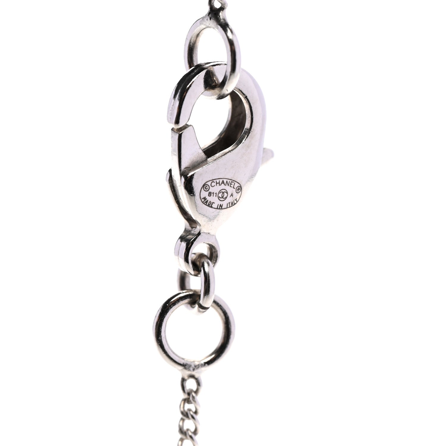 Chanel Crystal CC Pendant Necklace Silver 5 of 6