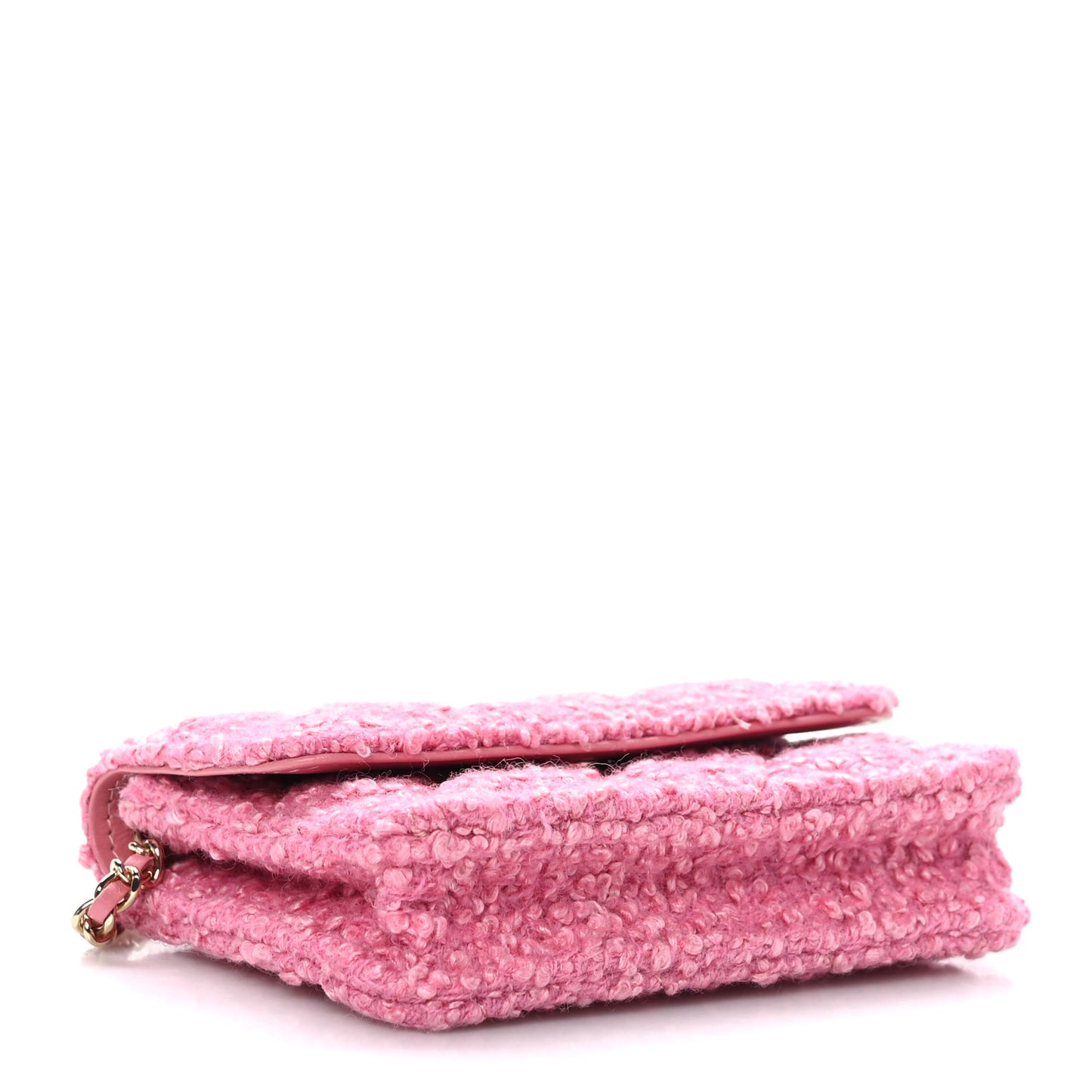 Tweed Quilted Flap Chain Waist Bag Pink