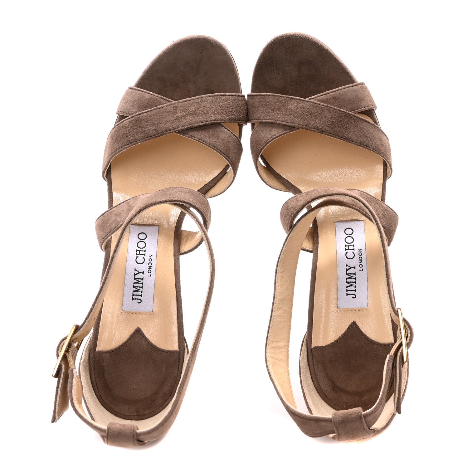 Jimmy Choo Suede Louise Crisscross 85 Sandals 38.5 Mink 2 of 8