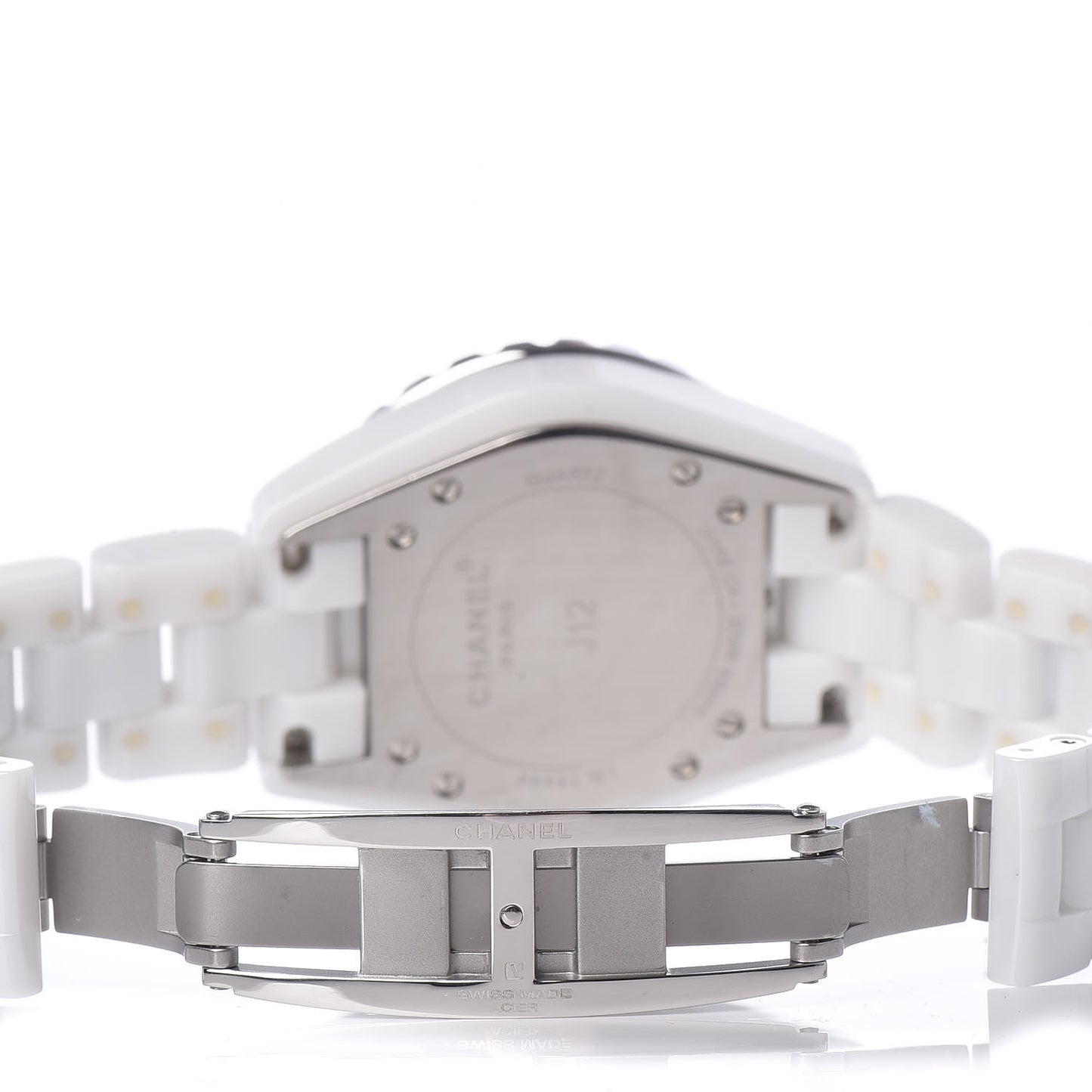 Stainless Steel Ceramic Diamond 33mm J12 Quartz Watch White