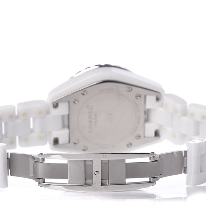 Chanel Stainless Steel Ceramic Diamond 33mm J12 Quartz Watch White 6 of 8