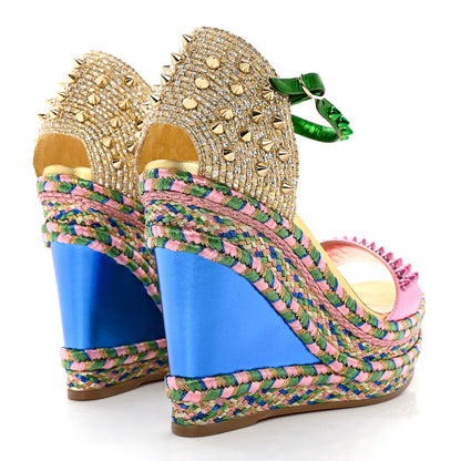 Christian Louboutin Nappa Pepite Liege Lame Madmonica 120 Wedge Sandals 35 Full Moon 4 of 9