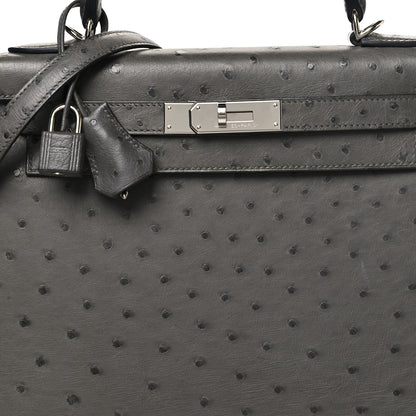 Hermes Ostrich Kelly Sellier 28 Graphite 5 of 12