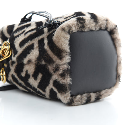 Fendi Shearling F is Fendi Macro FF 1974 Diagonal Mini Mon Tresor Bucket Bag Dove Black 9 of 13
