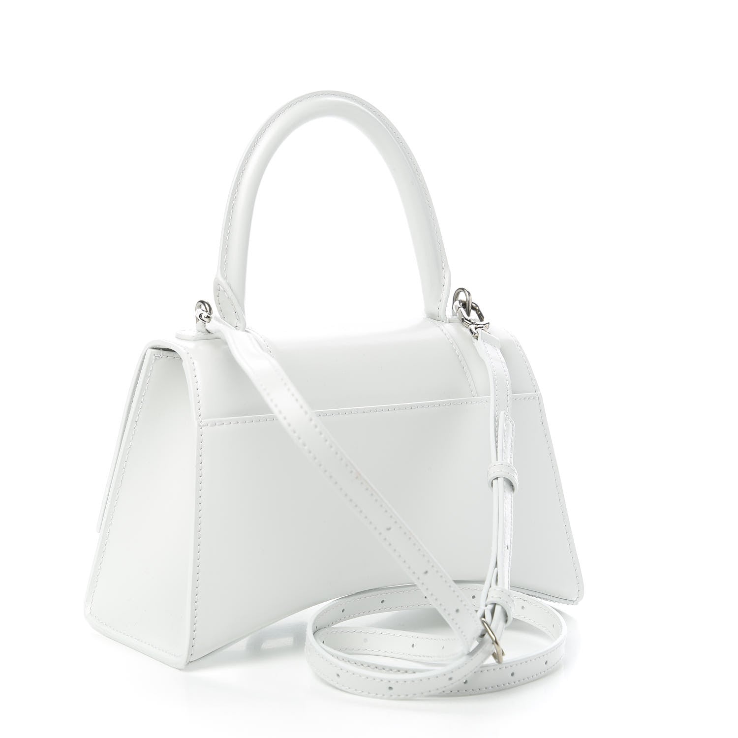Balenciaga Shiny Box Calfskin Tonal B Small Hourglass Top Handle Bag White 3 of 11