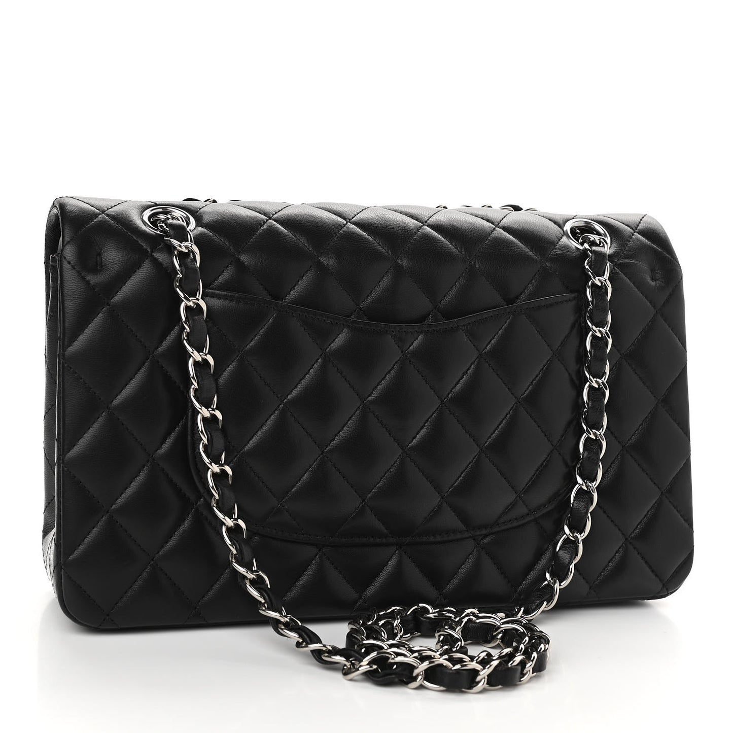 Lambskin Quilted Medium Double Flap Black