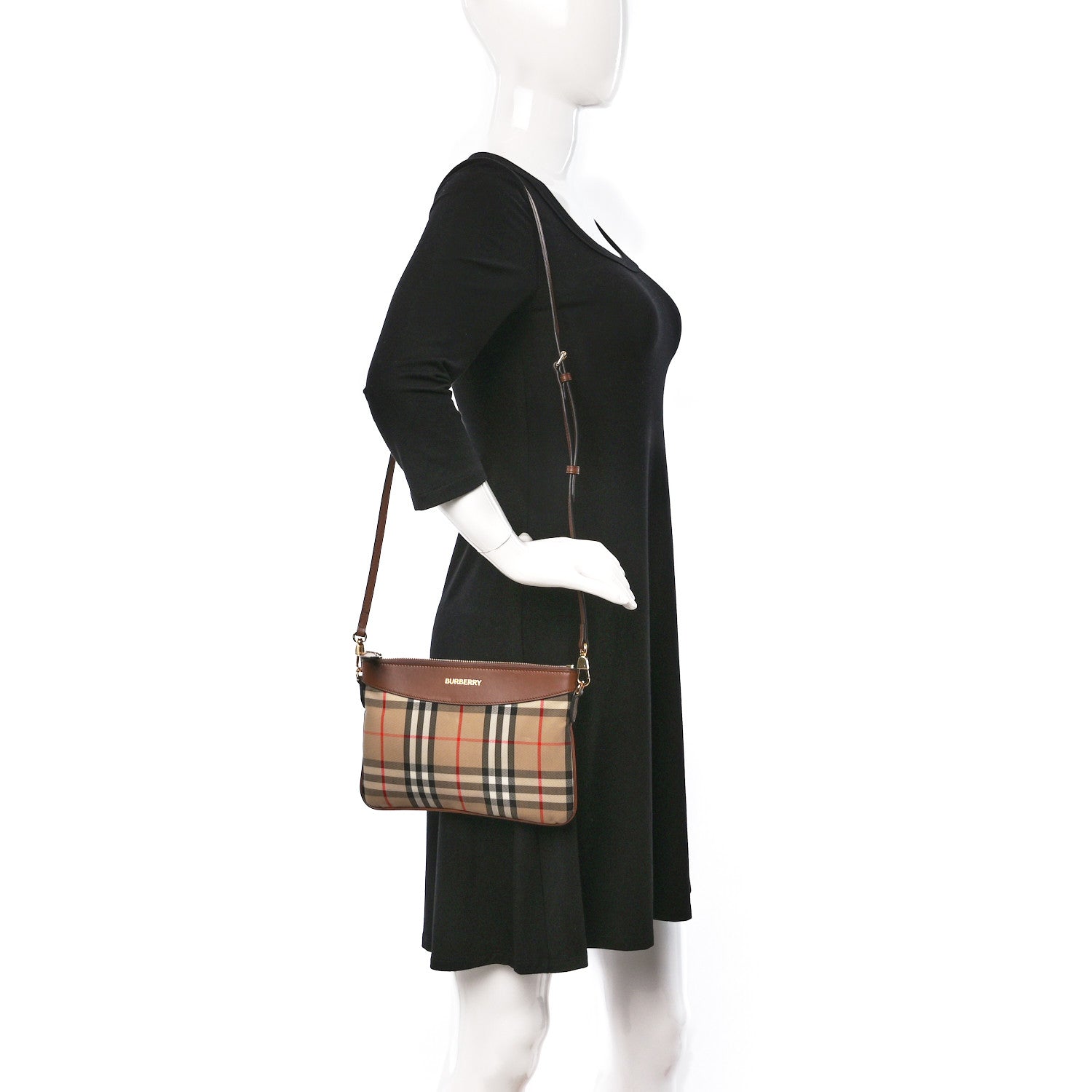 Burberry Horseferry Check Peyton Crossbody Clutch Bag Brown 2 of 8