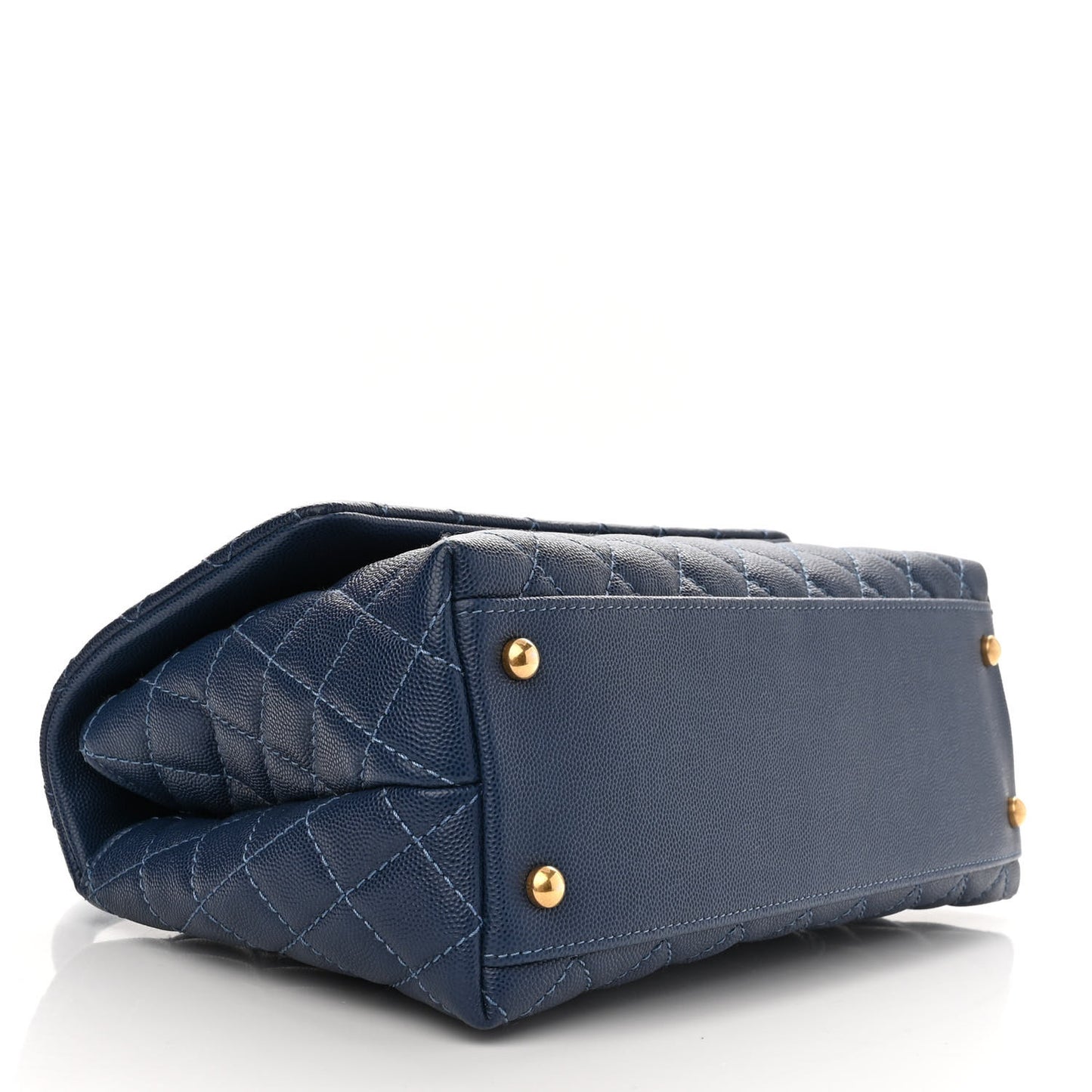 Caviar Quilted Small Coco Handle Flap Dark Blue