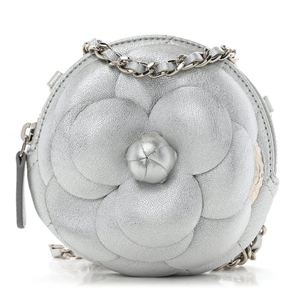 Chanel Metallic Lambskin Mini Camellia Bouquet Clutch With Chain Silver 1 of 11