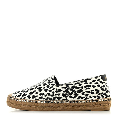 Saint Laurent Canvas Leopard Print Espadrilles 37.5 Latte Black 1 of 10