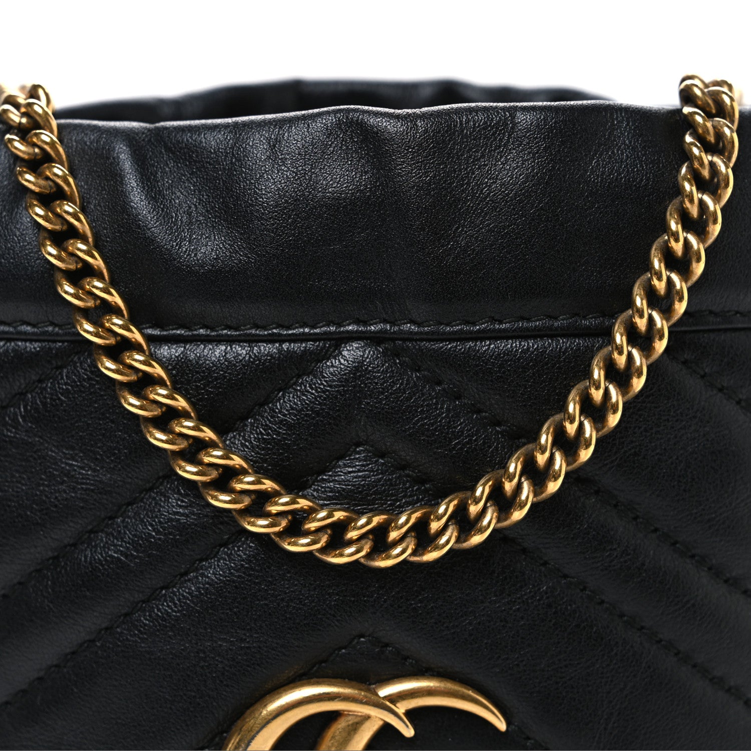 Gucci Calfskin Matelasse Mini GG Marmont 2.0 Bucket Bag Black 8 of 11