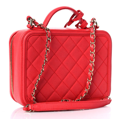 Chanel Caviar Quilted Medium CC Filigree Vanity Case Red 3 of 9