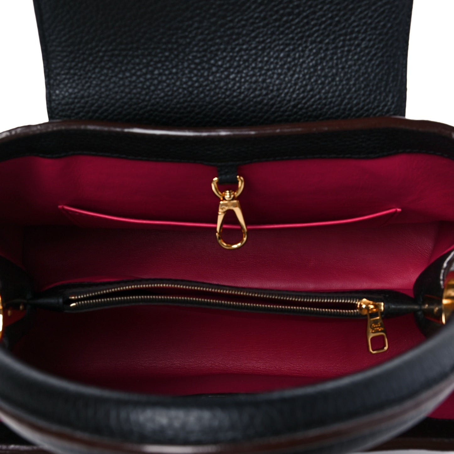 Taurillon Capucines MM Black Fuchsia