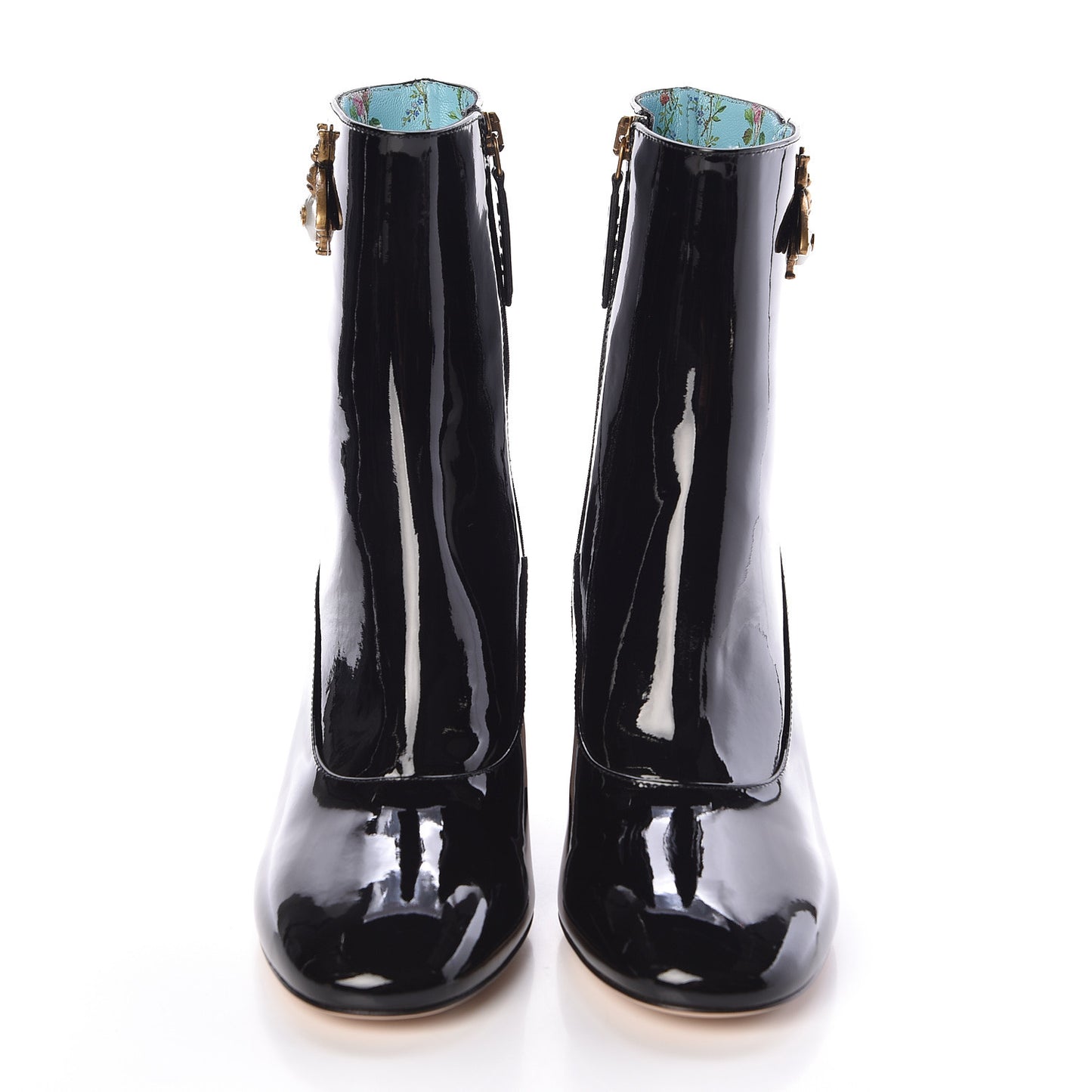 Patent Calfskin GG Lois Bee Ankle Booties 36.5 Black
