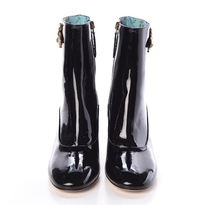 Gucci Patent Calfskin GG Lois Bee Ankle Booties 36.5 Black 2 of 8