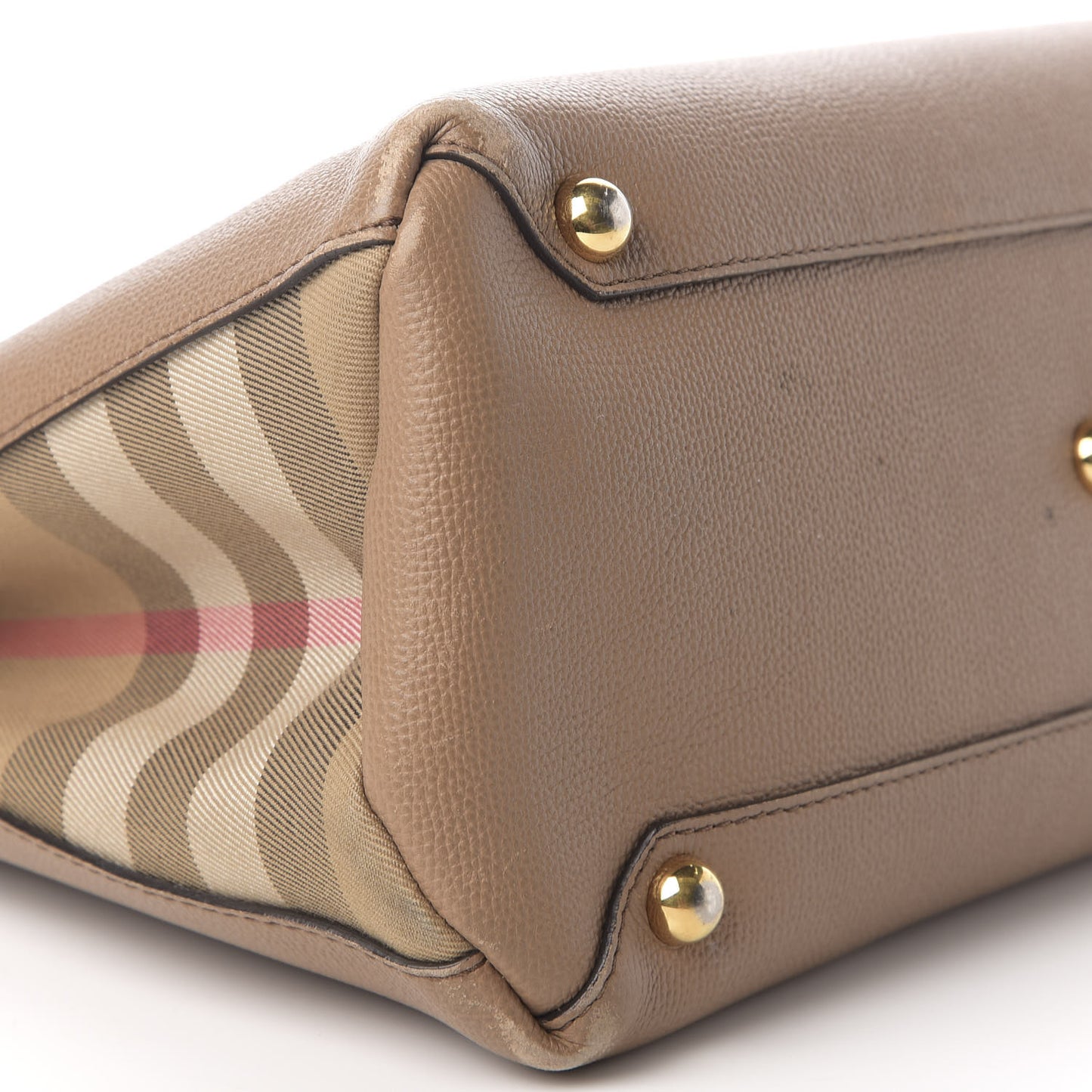 Grainy Calfskin House Check Medium Banner Tote Dark Sand