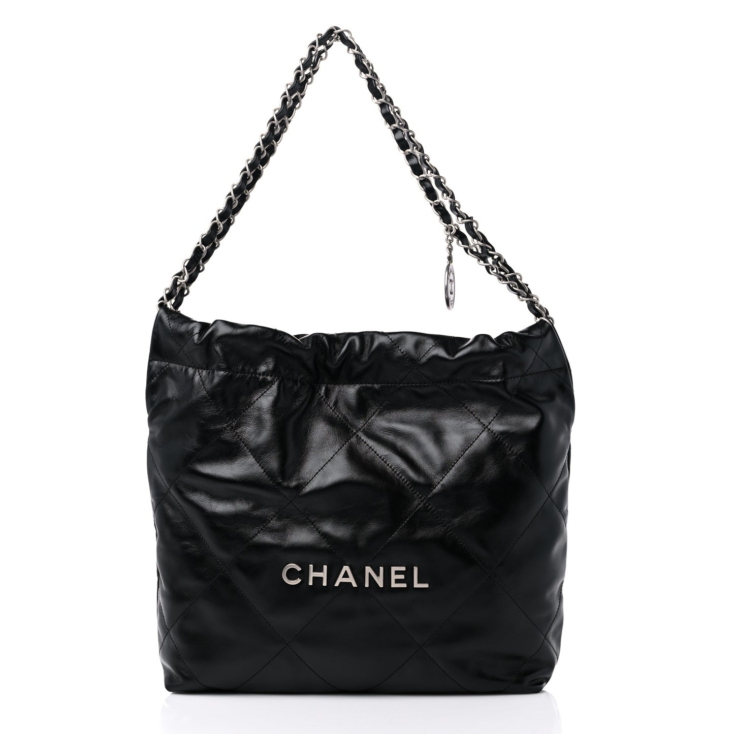 Shiny Calfskin Quilted Small Chanel 22 Black