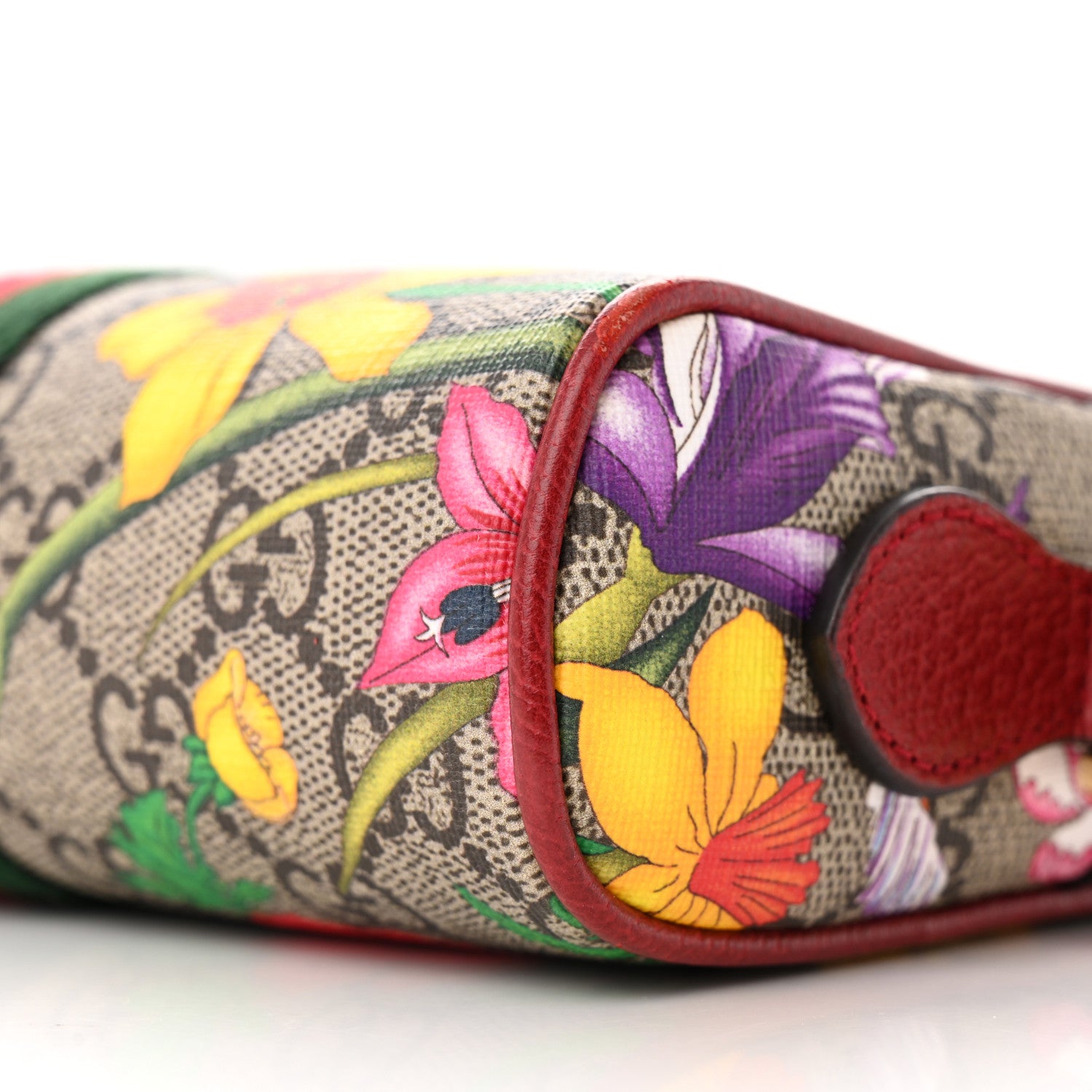 Gucci GG Supreme Monogram Flora Web Mini Ophidia Shoulder Bag Red 10 of 13